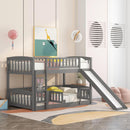 Low Bunk Bed With Slide, Fence And Ladder by HouseOfZazla