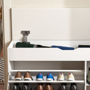 Modern Design Entryway Bench With Adjustable 3 Tier Flip-Up Drawers And Hidden Cabinet - White by HouseOfZazla