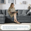 Modular Sectional With Deep And Wide Seat, Cloud Couch Set With Double Cushions Sofa With Movable Ottoman by HouseOfZazla