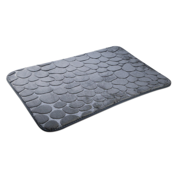 2 Pcs/Set Bathroom Rugs Luxury Flannel Non-Slip Bathroom Rugs Set Soft Pebbles Shower Absorbent Carpet U-Shaped Toilet Mat Washable for Bathroom Entra, photo 2 of 8