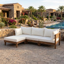 TOPMAX Outdoor Large Daybed Acacia Wood 6-Piece Patio Sofa Set