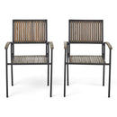 Vermilion Outdoor Dining Chair With Vertical Slat And Wooden Arm