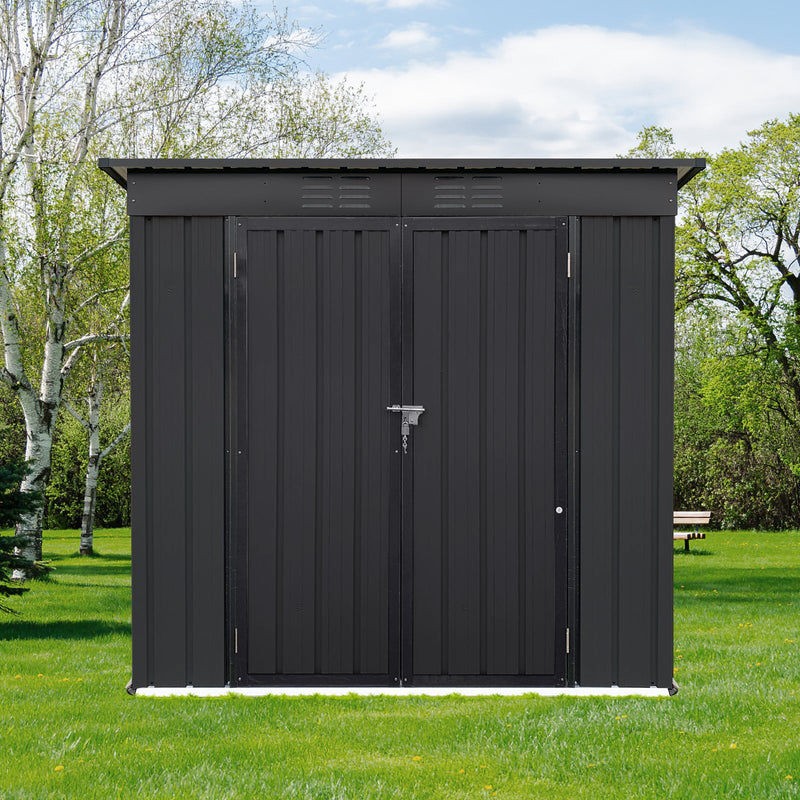 Metal garden sheds 6ftx4ft outdoor storage sheds black without inner foundation(OLD SKU:W135027883)
