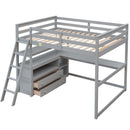 Modern Loft Bed With Built In Desk, Shelves, And 2 Drawers by HouseOfZazla