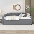 Full Size Upholstered Daybed With Trundle And USB Charging - Gray by HouseOfZazla