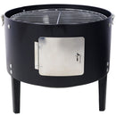 Heavy Duty Round Bbq Grill 17" Steel Charcoal Smoker For Outdoor Cooking - Black by HouseOfZazla