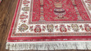 4 x 6 Silk Carpet Red, Traditional Oriental Rug 4x6, Flower Vase Columns, Turkish Rug New, High Quality, Bamboo Silk, Area Rug