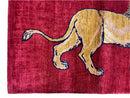 3 X 5 Handmade Hand-Knotted Rug Quality Wool Pictorial Lion Red Organic Dyes