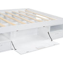 Storage Platform Bed Frame with Multiple Drawers and Shelves No Box Spring Needed, Queen Size,White