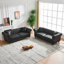 Chesterfield 3 And 3 Seater Sofa Set High Tech Fabric Roll Armrest Upholstered Couch by HouseOfZazla