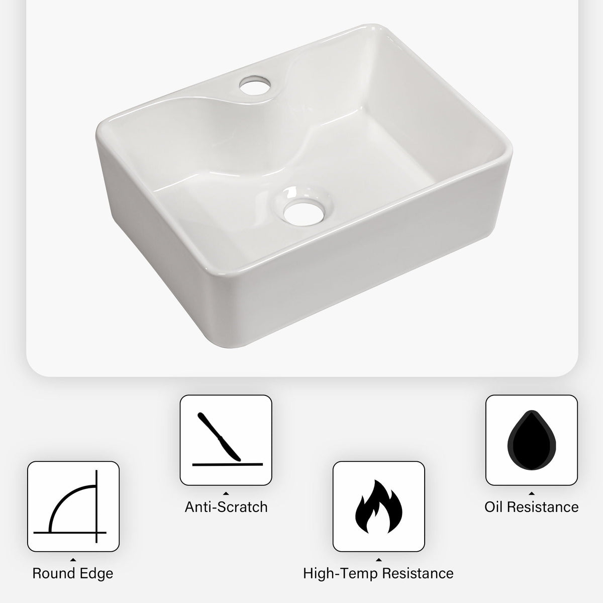 Modern Ceramic Rectangular Vessel Bathroom Sink With Sleek Design, photo 4 of 14
