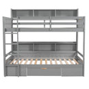 Twin Size Bunk Bed With Built-In Shelves Beside Both Upper And Down Bed And Storage Drawer by HouseOfZazla