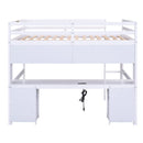 Loft Bed With Desk, Cabinets, Drawers, Charging Station And Bedside Tray by HouseOfZazla