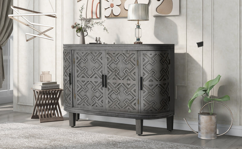 Accent Storage Cabinet Sideboard Wooden Cabinet with Antique Pattern Doors for Hallway, Entryway, Living Room, Bedroom