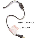 16"W Plug In Swag Amber Glass Pendant Light Bronze Finish