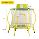 4FT Trampoline for Kids - 48" Indoor Mini Toddler Trampoline with Enclosure, Basketball Hoop and Ball Included, Arc Designed and Full Surrounded for Extra Protection