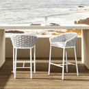 Rowan - Rope Barrel Low Back Patio Counter Stool (Set of 2) - Optic White by HouseOfZazla