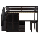 Loft Bed With Stairs, Bookshelf, Drawers, Desk & Wardrobe, Space Saving Multifunctional Furniture by HouseOfZazla