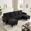 Modular Sectional Sofa With Movable Ottomans, USB Ports & Side Tables by HouseOfZazla