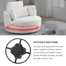 39" W Oversized Swivel Chair with moon storage ottoman for Living Room, Modern Accent Round Loveseat Circle Swivel Barrel Chairs for Bedroom Cuddle Sofa Chair Lounger Armchair, 4 Pillows, Teddy Fabric