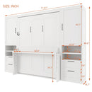 Queen Size Murphy Bed Wall Bed with Closet, Drawers and Shelves, White by HouseOfZazla