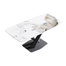 Modern Artificial Stone Pandora White Curved Metal Leg Dining Table, Can Accommodate 6-8 People - Antique White by HouseOfZazla