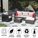 Rattan Patio Furniture Set Wicker Sofa Cushioned Sectional (4 Pieces, Brown) by HouseOfZazla