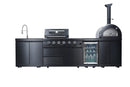 Black 125-Inch Double Stainless Steel Gas Outdoor Kitchen Barbecue Grill