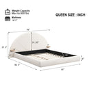 Queen Arched Bed With Small Table, Floor Standing Design - Beige by HouseOfZazla