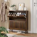 Medieval Modern Shoe Cabinet With 2 Flip Drawers And Fence Design by Unique Piece Furniture