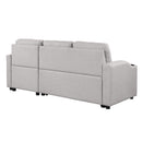 80.3" Pull Out Sofa Bed Modern Padded Upholstered Sofa Bed, Linen Fabric 3 Seater Couch with Storage Chaise and Cup Holder, Small Couch for Small Spaces