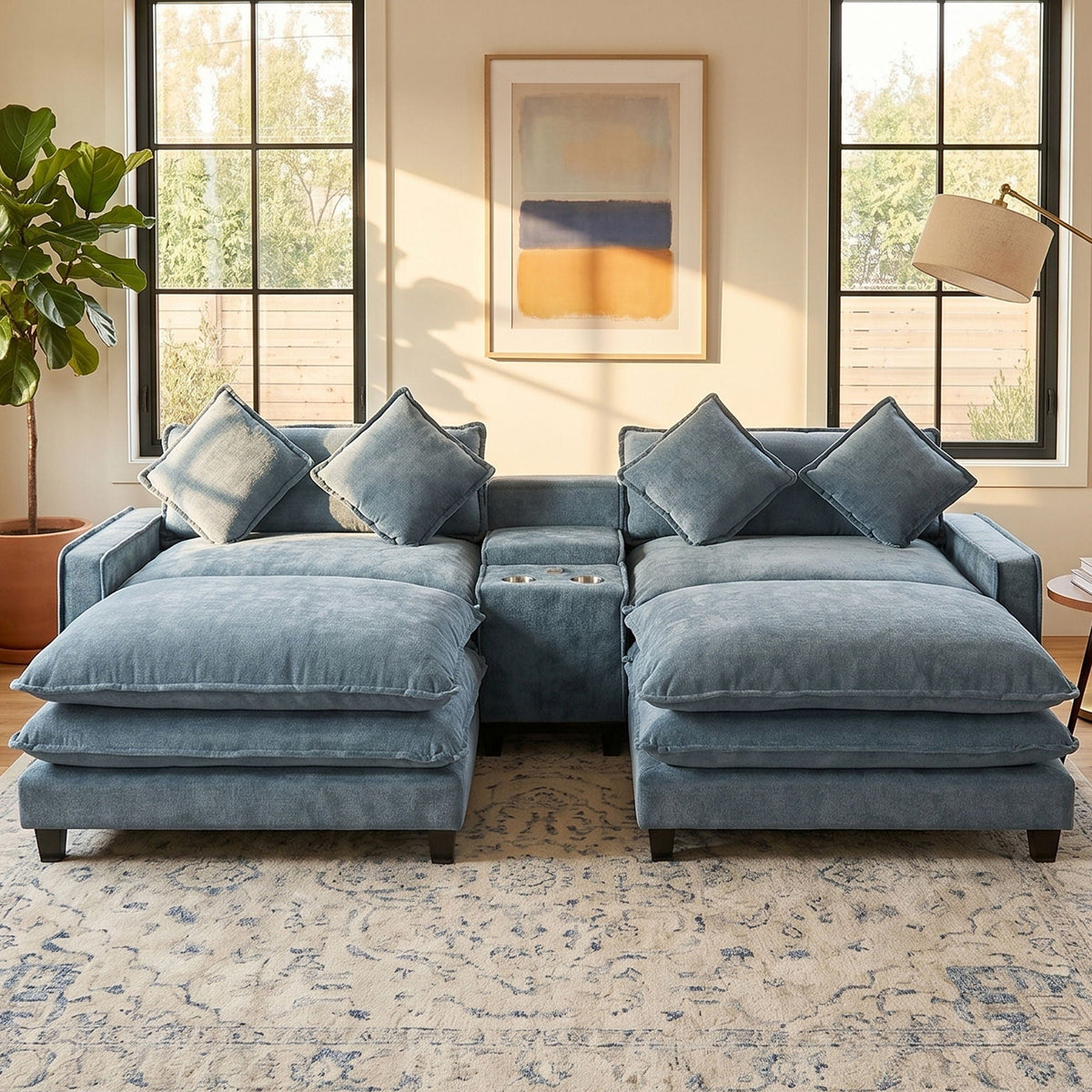 Modern Sectional Sofa With Removable Ottomans, USB Ports, photo 5 of 40