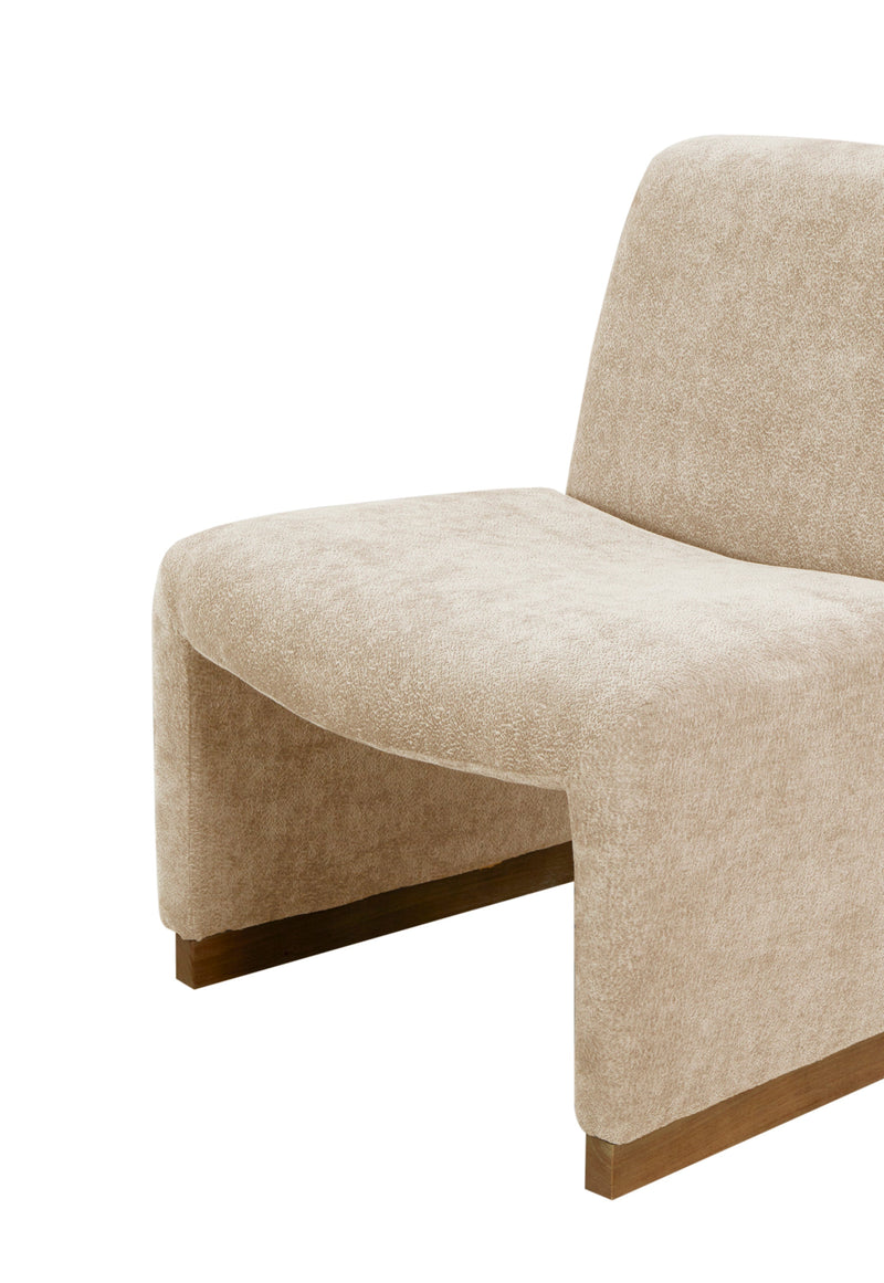 Walker Edison | Chenille Upholstered Armless Chair with Wood Legs