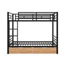 Full Size Convertible Bunk Bed With 2 Drawers Durable - Black by HouseOfZazla