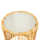 3 Pieces Outdoor Patio Wicker Furniture Sets Table and Chairs with 3.15-inches Thick Cushion Outdoor Sofa Set Natural Yellow Wicker + Creme Cushion