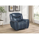 Brier - Upholstered Padded Arm Recliner Chair With Manual Recline And Pillowtop Arms - Blue by HouseOfZazla