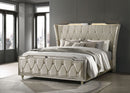 Lorient California King LED Upholstered Bed Ivory and Camel