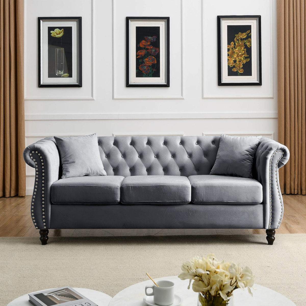 Chesterfield Sofa With Rolled Arms And Nailhead Trim, photo 10 of 40