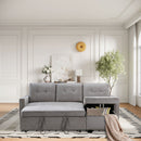 Reversible Sectional Storage Sleeper Sofa Bed, L-Shape 2 Seat Sectional Chaise With Storage, Skin-Feeling Fabric by HouseOfZazla