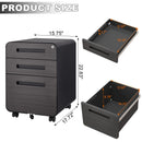 3 Drawer Mobile File Cabinet Under Desk Office, Simple Style Versatile Storage Cabinet For Legal / Letter / A4 Files, 5 Wheel Design Anti-Tilting Cold Rolled Steel Waterproof Moisture-Proof by HouseOfZazla