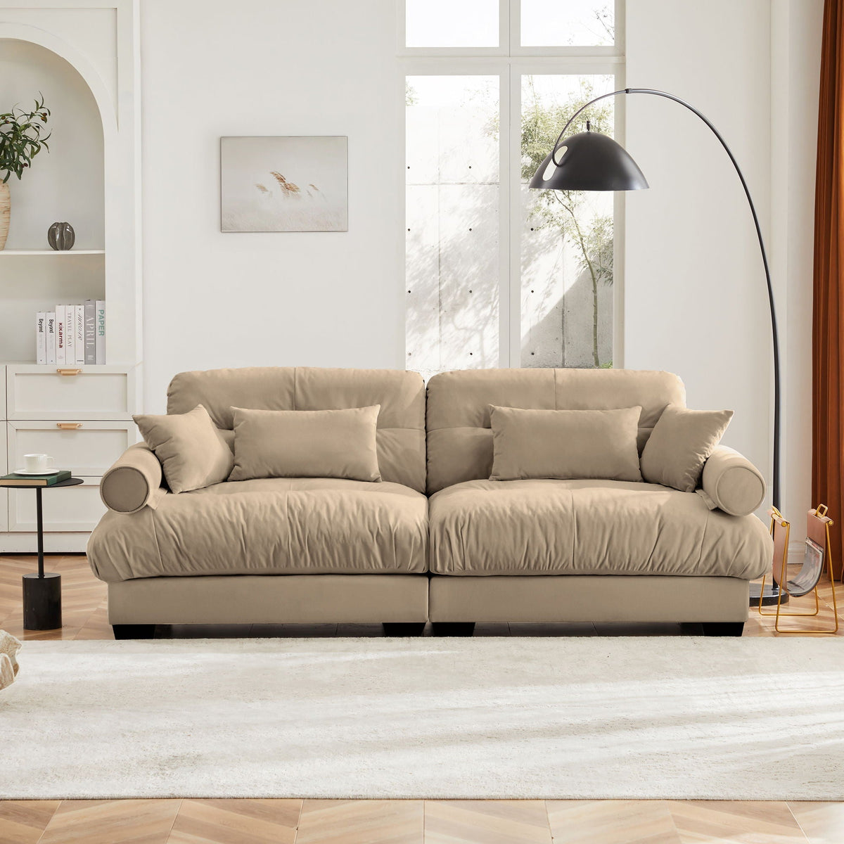 Modern Oversize Sofa With Cloud Like Comfort, Featuring Waist And Throw Pillows, photo 10 of 28