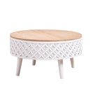 Round Coffee Table With Storage - White / Light Oak by Unique Piece Furniture