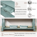 63inch Long Wood Console Table with 3 Drawers and 1 Bottom Shelf for Entryway Hallway Easy Assembly Extra-thick Sofa Table (Retro Blue)