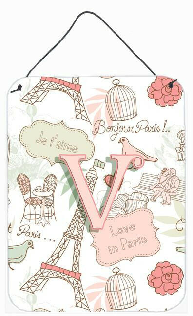 Letter V Love in Paris Pink Wall or Door Hanging Prints CJ2002-VDS1216