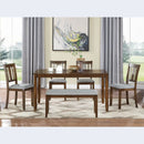 6 Pieces Kitchen Dining Set, Rectangular Wooden Dining Table With 4 Upholstered Chairs And A Bench by Unique Piece Furniture