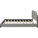 Queen Size Velvet Upholstered Platform Bed,Solid Frame and Stylish Curve-shaped Design, Gray