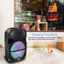 KOCASO Wireless Speaker Portable PA Karaoke System with 12" Subwoofer FM Radio Wired Microphone w/ DJ Lights FM Remote Control