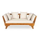 Outdoor Patio Daybed Sofa, 3 Seat Sofa With Foldable Arm 4 Back Pillows