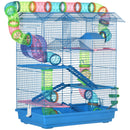 18.5" 5 Tier Hamster Cage with Tubes and Tunnels, Small Animal Cage, Rat Gerbil Cage with Water Bottle, Food Dish, Exercise Wheel, Blue