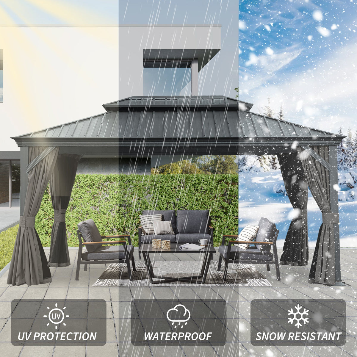 12' x 16' Hardtop Gazebo with Dual-Layer Roof, photo 5 of 6
